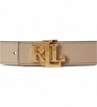 Lauren Ralph Lauren para mujer. 412908984008 Cinturón reversible de piel con logotipo beige (S), Casual 3