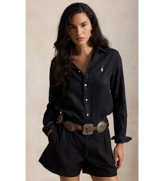 Polo Ralph Lauren för kvinnor. 211970730003 Classic Fit Linen Shirt svart (XS), Casual, Lång ärm