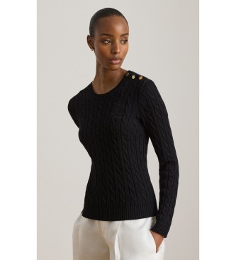 Lauren Ralph Lauren Jersey en punto de ochos con botones negro