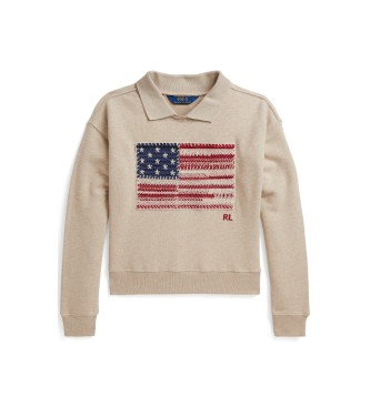 Para niña. 313B19952001 Sudadera Bandera ((S) 7años= 130/134cm), Casual, Algodón, Manga larga, moda infantil
