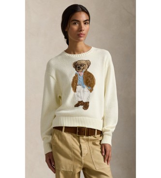 Polo Ralph Lauren para mujer. 211A96248001 Jersey de algodón con Polo Bear blanco roto (XS), Casual