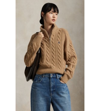 Polo Ralph Lauren Jersey de lana y cachemira de punto marrón