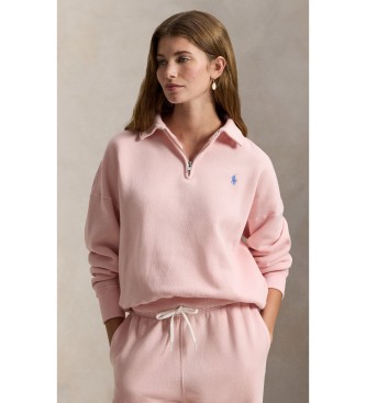 Polo Ralph Lauren para mujer. 211B18685008 Sudadera Quarter rosa (L), Casual, Algodón