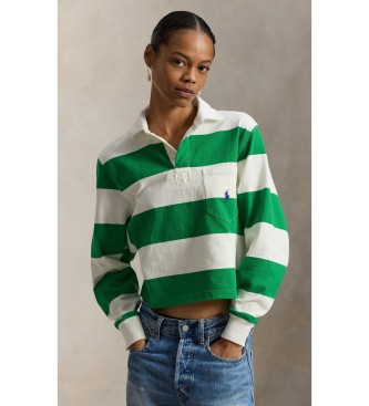 Polo Ralph Lauren para mujer. 211971746500 Polo de rugby de punto verde, blanco (XL), Casual, Algodón
