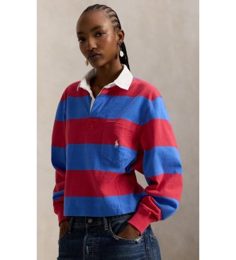 Polo Ralph Lauren para mujer. 211971746501 Polo de rugby de punto azul, rojo (L), Casual, Algodón
