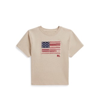 Para niña. 312B20043001 Camiseta Flag (5años= 109/116cm), Casual, Algodón, Manga corta, moda infantil
