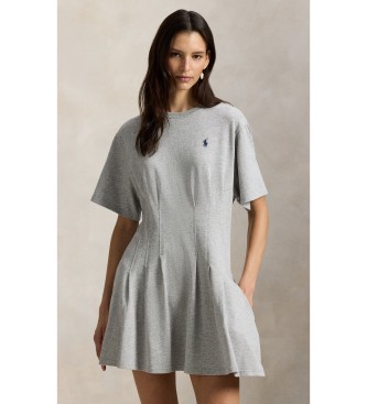 Polo Ralph Lauren para mujer. 211A96342001 Vestido Shaped gris (L), Casual, Algodón, Manga corta