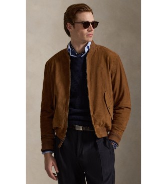 Polo Ralph Lauren para hombre. 710P08224500 Chaqueta de aviador de ante marrón (XL), Casual, Piel