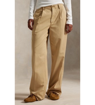 Polo Ralph Lauren para mujer. 211A96676001 Pantalón relajado khaki (42), Marrón, Beige, Casual, Algodón