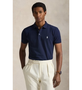 Polo Ralph Lauren för män. 710941439038 Stretchpique Custom Slim Fit polotröja i marinblå färg (XXL), Casual, Bomull, Kort ärm, Marino