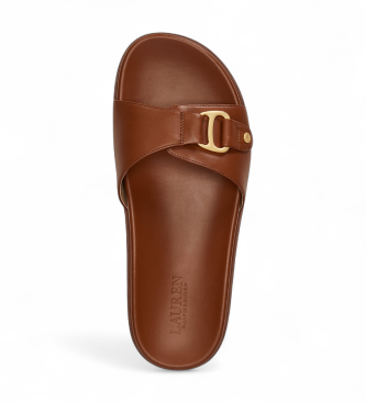 Lauren Ralph Lauren para mujer. 802982883001 Sandalias de Piel tipo chancla Tasha marrón 4