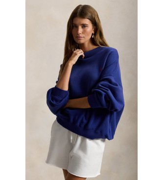 Polo Ralph Lauren para mujer. 211A96258001 Sudadera de felpa con cuello redondo azul (XS), Casual, Algodón, Manga larga