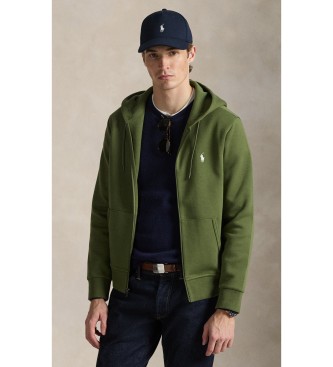 Polo Ralph Lauren para hombre. 710881517503 Sudadera de punto doble y cremallera verde (XL), Casual, Algodón