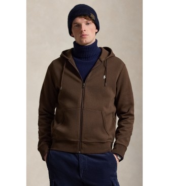 Polo Ralph Lauren para hombre. 710881517506 Sudadera de punto doble y cremallera marrón (L), Casual, Algodón