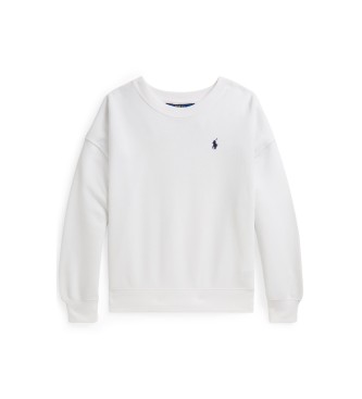 Polo Ralph Lauren para niña. 313A11744004 Sudadera de rizo con logotipo blanco (8/9años=140/149cm), Casual, Algodón, moda infantil