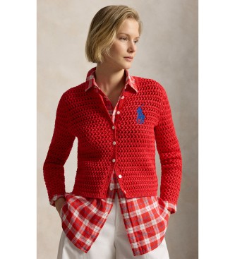 Polo Ralph Lauren para mujer. 211A12705002 Cárdigan Crochet rojo (M), Casual