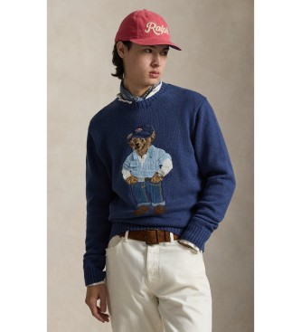 Polo Ralph Lauren para hombre. 710A13002001 Jersey de algodón y lino con Polo Bear marino (XL), Casual