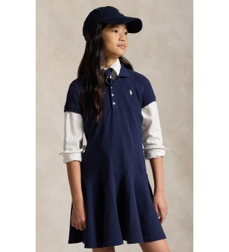 Polo Ralph Lauren para niña. 313624740001 Vestido cuello polo marino (14años=150/155cm), Casual, Algodón, moda infantil