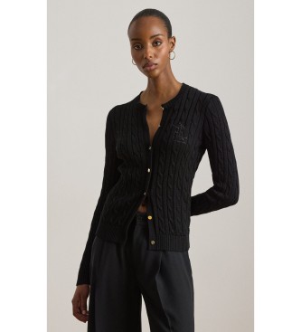 Lauren Ralph Lauren Cárdigan de algodón en punto de ochos negro