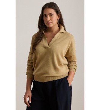 Lauren Ralph Lauren Jersey tipo polo de algodón y modal beige