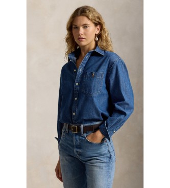 Polo Ralph Lauren Camisa de denim de algodón Big Fit azul