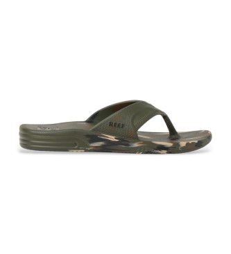 Reef para hombre. CJ8548 Chanclas Fanning H20 verde (46), Plano, Ninguno, Camuflaje, Beachwear