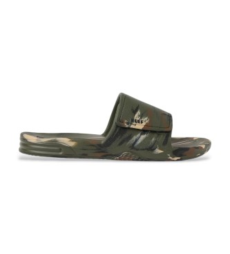 Reef para hombre. CJ8540 Sandalias Fanning H20 verde (44), Plano, Velcro, Camuflaje, Beachwear
