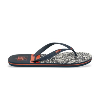 Reef para hombre. CJ6583 Chanclas Seaside Prints marino (42), Plástico, Plano, Ninguno, Beachwear