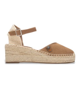 Refresh para mujer. 17523503-CAMEL Alpargatas de Piel 175235 marrón (35), 5 a 8cm, Serraje, Hebilla, Casual