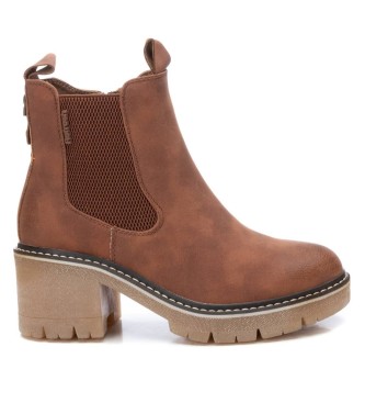 Refresh para mujer. 17105604-CAMEL Botines 171056 marrón -altura tacón: 6cm- (39), 5 a 8cm, Cremallera, Casual, Imitación cuero