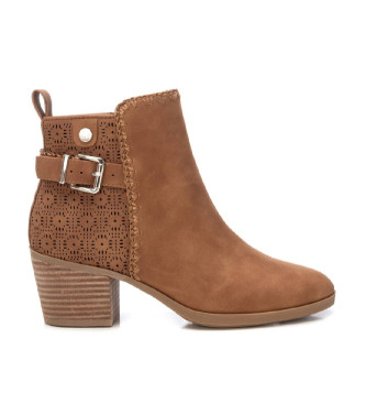 Refresh para mulher. 17262302-CAMEL Botins 172623 castanhos (37), Marrom, 3 a 5cm, Zíper, Casual