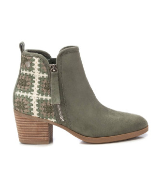 Refresh para mulher. 17279501-KAKI Botins em pele 172795 verde (40), Couro, 5 a 8cm, Zíper, Casual