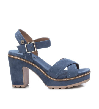 Refresh för kvinnor. 17156006-JEANS Sandaler i läder 171560 blå (41), 5 till 8 cm, Före, Spänne, Casual, Parti