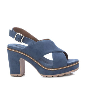 Refreshvoor vrouwen. 17156102-JEANS Leren sandalen 171561 blauw (40), 5 tot 8 cm, Gesp, Casual, Feest