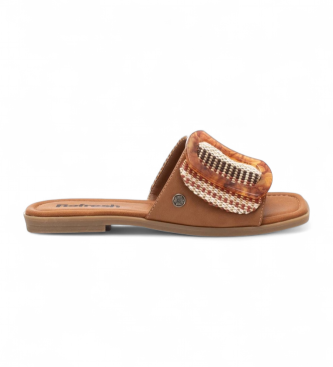 Refresh para mulher. 17286102-CAMEL Sandálias 172861 castanhas (40), Marrom, Plano, Nenhum, Casual