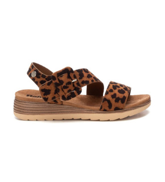 Refresh para mujer. 17314301-CAMEL Sandalias de piel 173143 marrón (41), 3 a 5cm, Ante, Hebilla, Casual