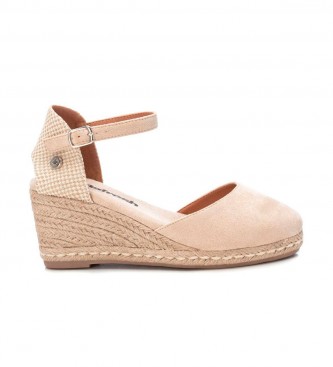 Refresh para mujer. 17077008-ORO Sandalias de Piel 170770 beige -Altura cuña 8cm- (41), 5 a 8cm, Ante, Hebilla, Casual, Refresh outlet 2024.