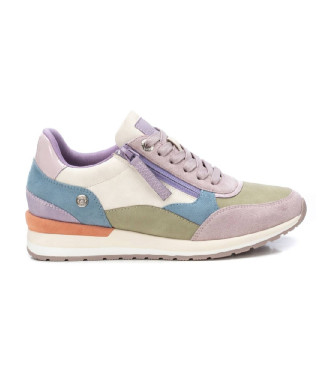 Refresh para mujer. 17263002-LILA Zapatillas de piel 172630 multicolor (37), Plano, Cordones, Cremallera, Casual