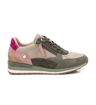 Refresh para mujer. 17263006-KAKI Zapatillas de piel 172630 verde (38), Plano, Cordones, Cremallera, Casual