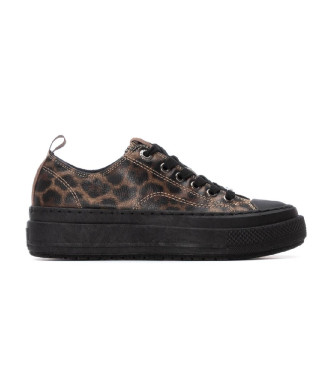 Refresh para mujer. 17307203-LEOPARDO Zapatillas 173072 marrón (37), Plano, Cordones, Casual, Animal print