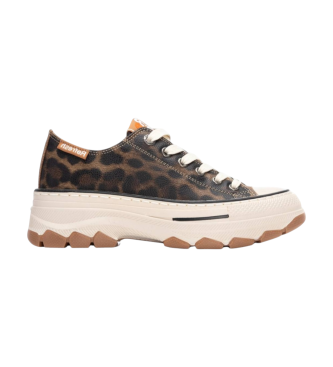 Refresh para mujer. 17307905-LEOPARDO Zapatillas 173079 marrón (37), 3 a 5cm, Cordones, Casual, Animal print