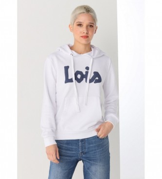Lois Jeans para mujer. 464392220 Sudadera con capucha 135259 blanco (S), Casual, Algodón, Manga larga