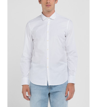 Replay para hombre. M4140.000.80279A Camisa Stretch Popeline blanco (XL), Casual, Algodón, Clásico, Manga larga