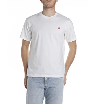 Replay para hombre. M3015.000.2660 Camiseta mini logotipo blanco (L), Casual, Algodón, Manga corta