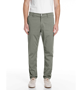 Replay para hombre. M9722J.000.8075951 Pantalón Chino Regular Fit Benni verde (32/32), Casual, Algodón