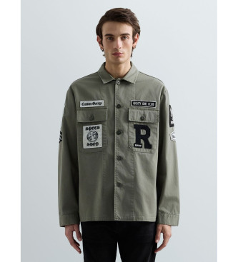 Replay para hombre. M8445C.000.85022N Sobrecamisa con Parche y Logo verde (L), Casual, Algodón, Manga larga