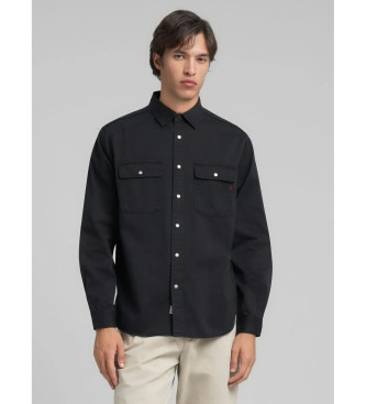 Replay para hombre. M4147.000.84762G Sobrecamisa Oxford negro (S), Casual, Algodón, Manga corta