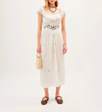 Rixo para mujer. 010.05292.126.07538 Vestido Ebony blanco (XS), Casual, Algodón, Sin mangas / Tirantes