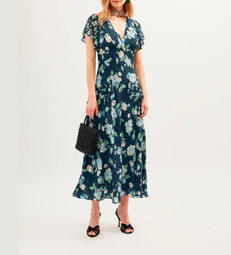 Rixo para mujer. 010.00009.126.07388 Vestido Evie marino (XS), Casual, Fiesta, Seda, Manga corta