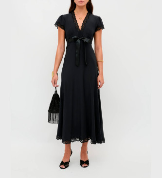 Rixo para mujer. 010.02400.324.02274 Vestido Marlice negro (L), Casual, Fiesta, Seda, Manga corta